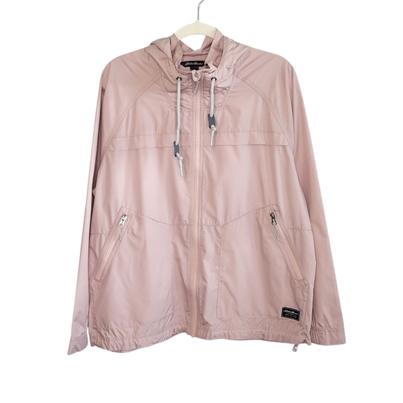 Eddie Bauer Windburst Hooded Windbreaker Rain Jacket Size M Pale Pink UPF 50 - Picture 1 of 13
